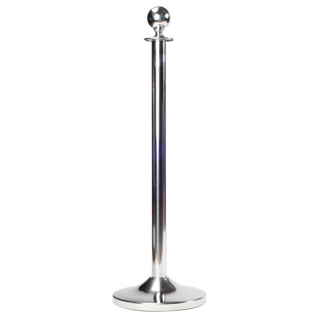 Round Top Polished Stainless Steel Stanchion Queue Barrier Crowd Control Barrier Stanchion, 2 pack(without rope)
